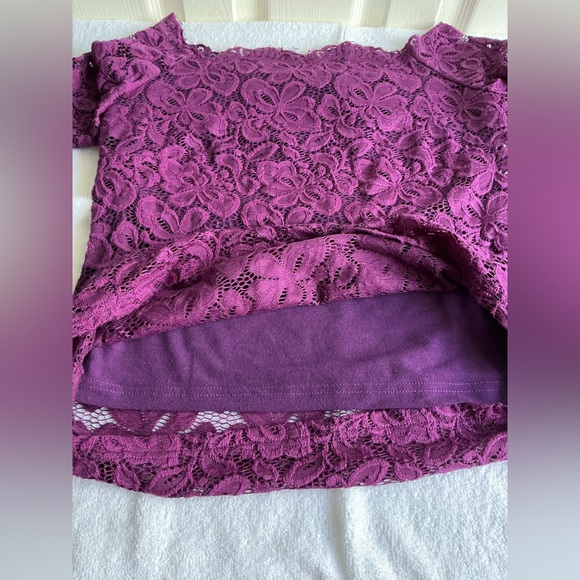 DJT Purple Lace Women's Blouse Sz L - Picture 8 of 10
